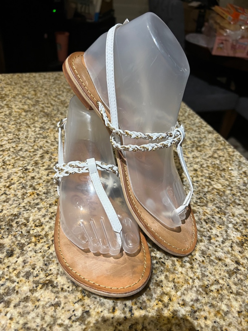 naughty monkey White Braided T-Strap Sandals